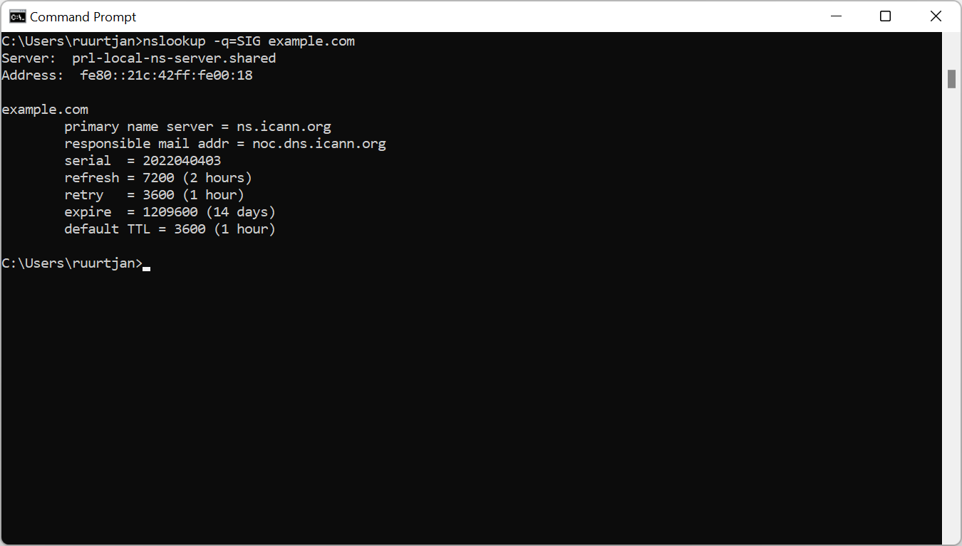SIG lookup in Windows