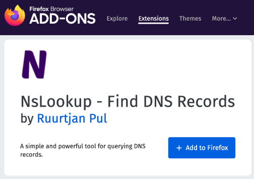Visit the Firefox NsLookup extension page
